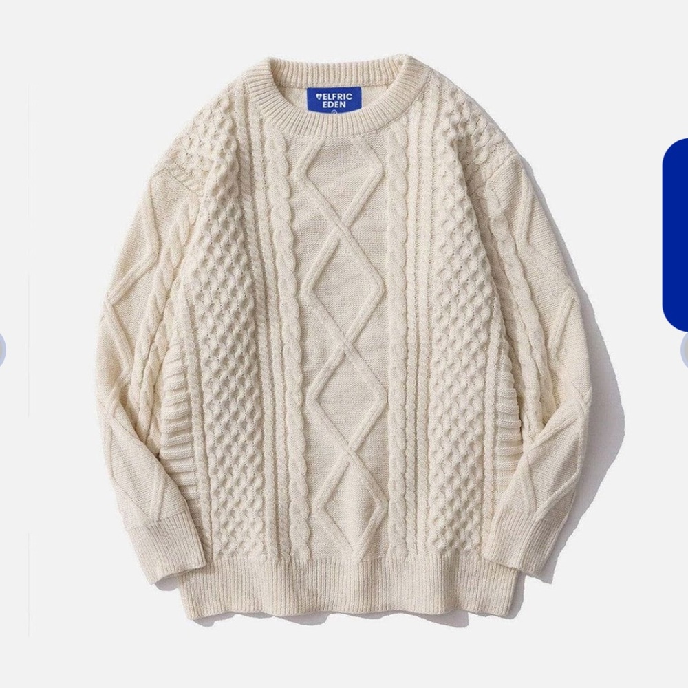 Aelfric Eden Off-White Cable Knit Sweater